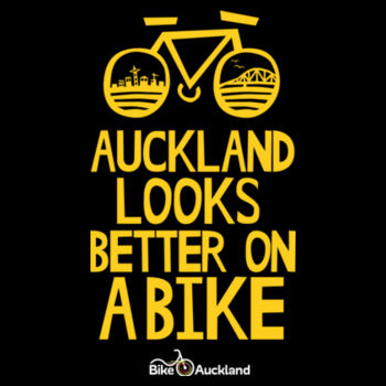 Auckland Looks Better on a Bike – Crew neck – yellow print Design