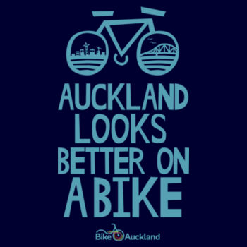 Auckland Looks Better on a Bike – Slim fit – teal print Design
