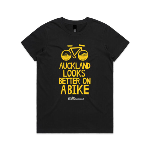 Auckland Looks Better on a Bike – Crew neck – yellow print Thumbnail