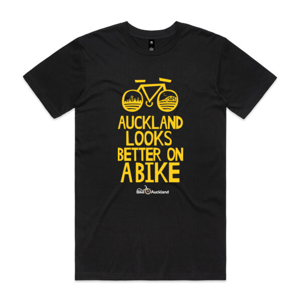Auckland Looks Better on a Bike – Regular fit – yellow print Thumbnail