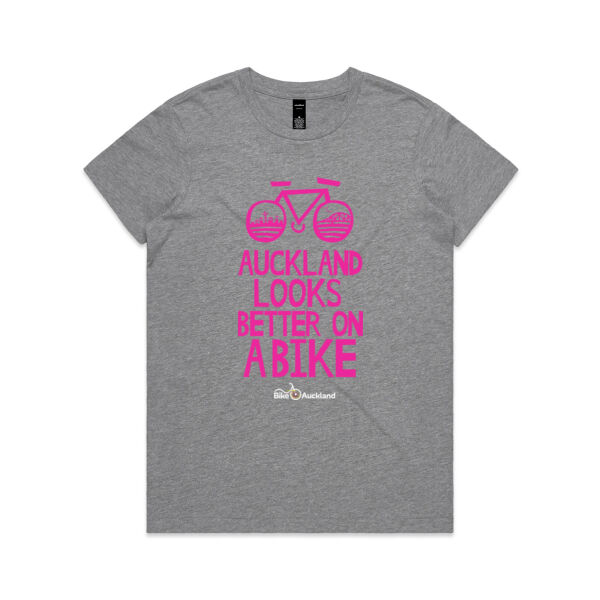 Auckland Looks Better on a Bike – Crew neck – pink print Thumbnail