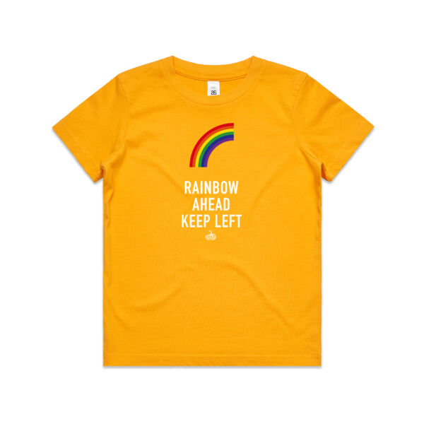 Rainbow Ahead, Keep Left – Kids tee (ages 2-16) Thumbnail