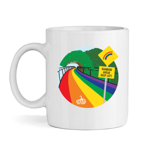Rainbow Ahead Keep Left – mug Thumbnail